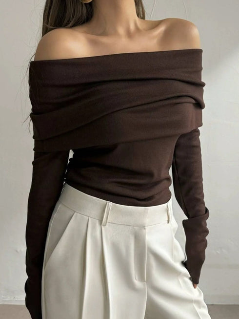 'Alora' Off Shoulder Soft Knit Top - Celes Fashion
